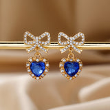 Zinc Alloy Bow Heart Shape With Diamond Earrings – Meaningful Gifts — 5