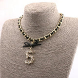 Double Layer Neck Strap Clavicle Chain Bow Black – Jewelry Gift Ideas — 4