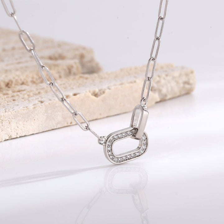 Diamond Pendant Double Ring Necklace Female – Jewelry Gift Ideas — 1