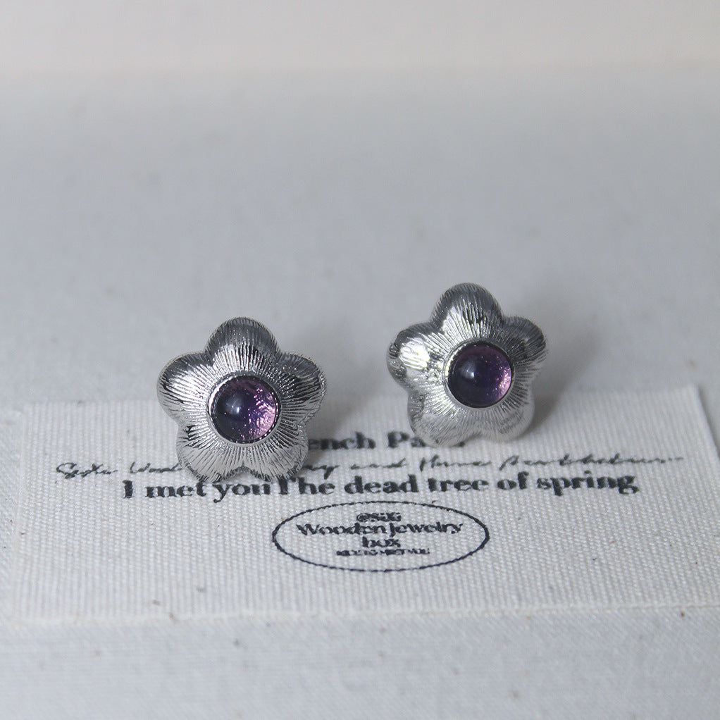 Fashion Craft Purple Flower Earrings – Stylish Gifts — 1