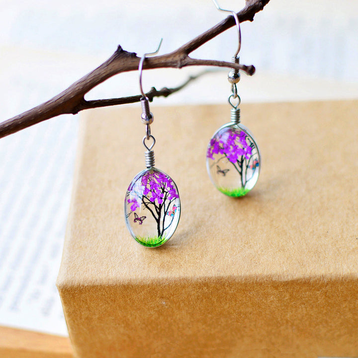 Creative Fashion Dried Flowers Tree Butterfly Earrings – Stylish Gifts — 1