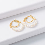 Women's Natural Pearl Ring Earrings – Gifts for Her — 3