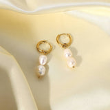 Gold Plated Hoop Pearl Earrings – Practical Gifts — 2
