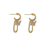 925 Silver Post Zircon Butterfly Chain Earrings – Small Gift Ideas — 7