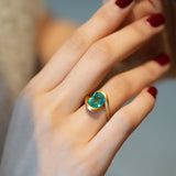 Natural Emerald S925 Sterling Silver Frosted Ring – Surprise Gifts — 3