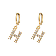 18K Gold Plated Micro Set Zircon Letter Earrings – Gifts for Her — 17