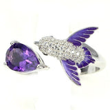 Purple Droplet Diamond Ring Bird Adjustable Trendy – Gifts for Her — 2