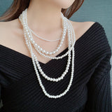 Women's Multi-layer Glass Pearl Necklace Long – Jewelry Gift Ideas — 6