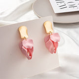 Silver Needle Red Petal Leaves Fashion Trendy Earrings – Stylish Gifts — 4