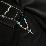 Turquoise Studded Diamond Cross Men's Titanium – Jewelry Gift Ideas — 4