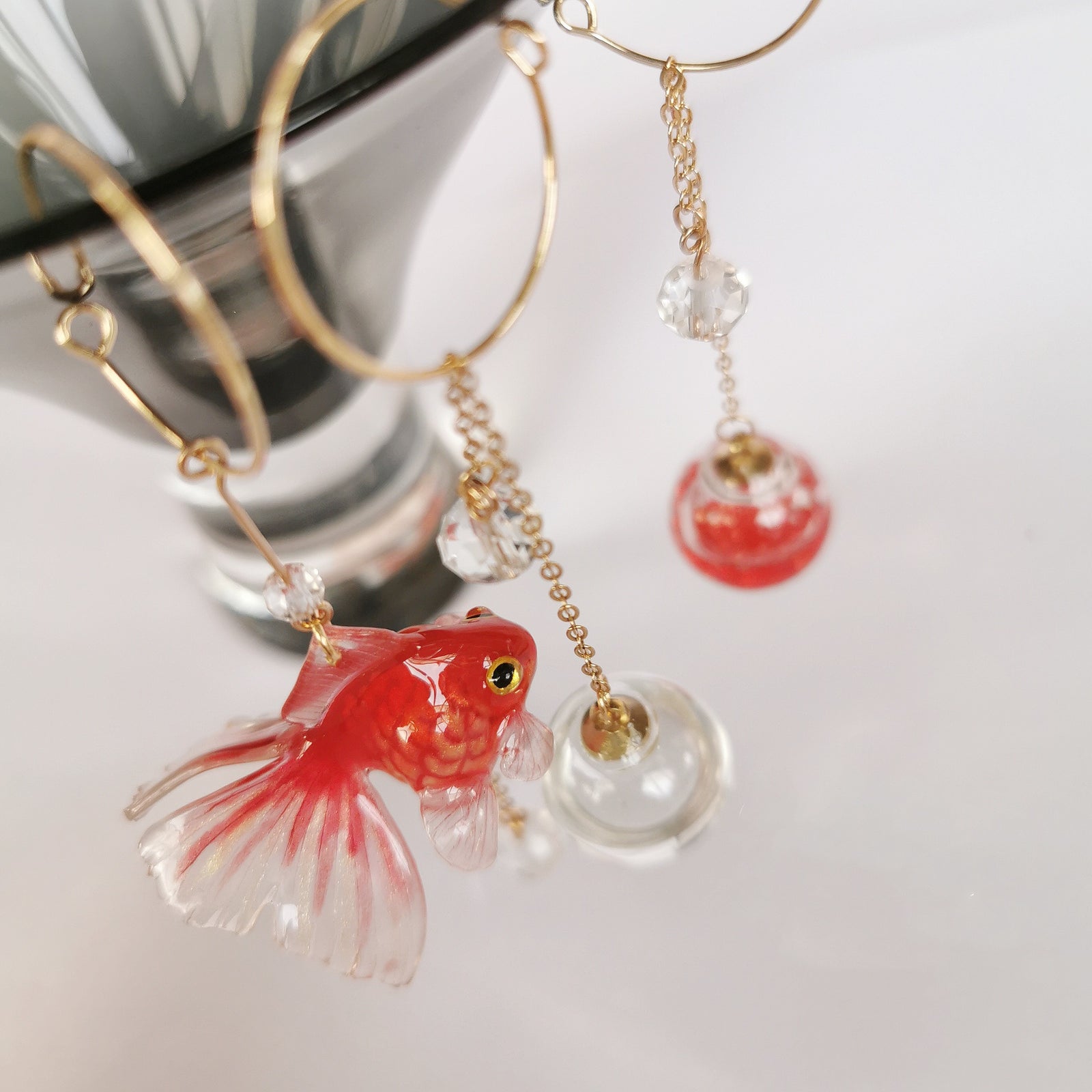 Red Goldfish Koi Three-dimensional Earrings – Useful Gifts — 1