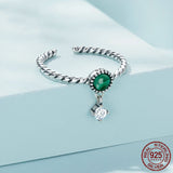 Sterling Silver S925 Malachite Open Ring – Thoughtful Gifts — 3