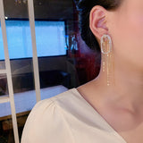 Women's Long Micro-set Zircon Tassel Earrings – Gifts for Her — 3