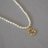 Rice Pearl Fashion Simple Letter Pendant Necklace – Jewelry Gift Ideas — 8