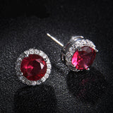 Round Sapphire Blue Red Stud Earrings AAA Zircon – Jewelry Gift Ideas — 9
