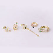 Fine Rod Stainless Steel Green Eyes Zircon Snake Ear – Stylish Gifts — 2