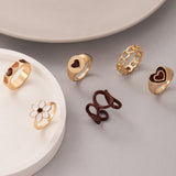 Jewelry Brown Love Oil Drip Ring Set Of Six – Jewelry Gift Ideas — 4