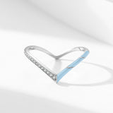 S925 Sterling Silver Fashion V-shaped Blue Enamel – Stylish Gifts — 1