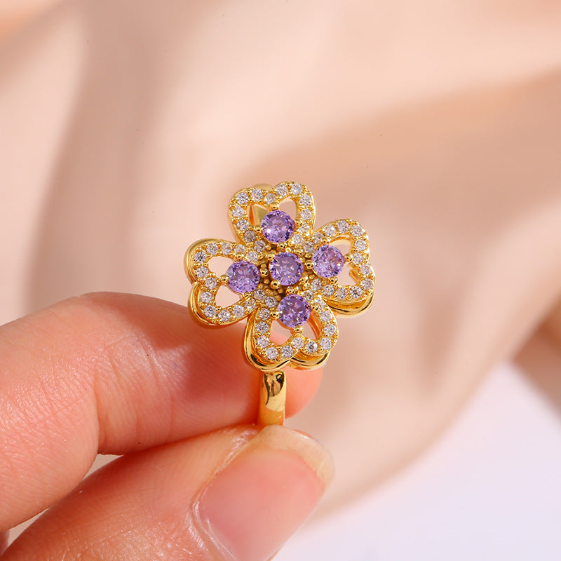 Women's Fashion Rotatable Purple Diamond Ring – Stylish Gifts — 1