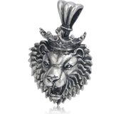 Vintage Distressed Pure Silver Crown Lion Pendant – Jewelry Gift Ideas — 4