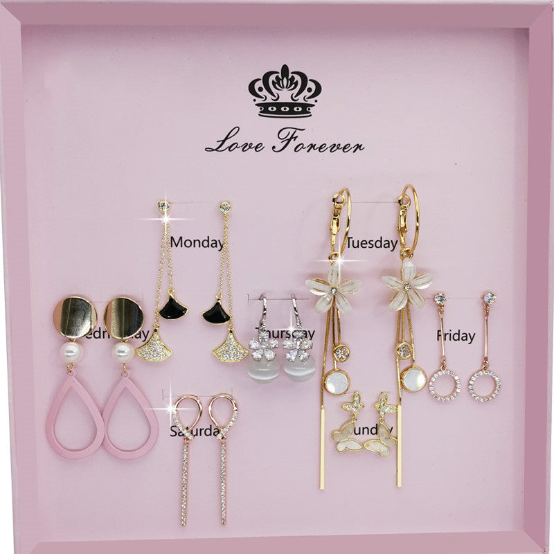 Women's Sterling Silver Post Week Earrings Set – Gifts for Her — 1