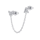 Women's Zircon Butterfly Alphabet One Piece Stud – Gifts for Her — 12