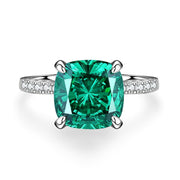 S925 Sterling Silver Emerald Ring Female High Carbon – Gifts for Her — 11