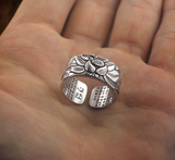 Thai Silver Black Lotus Heart Sutra Ring – Surprise Gifts — 5