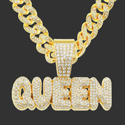 Full Diamond Alphabet Queen Pendant Necklace – Jewelry Gift Ideas — 9