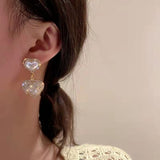 Rhinestone Pearl Heart 925 Silver Stud Earrings – Holiday Gift Ideas — 4