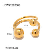 Spherical Personality Ring Female Gold Steel Size Ball – Gifts for Her — 7