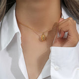 Simple Geometric Oval Pendant Gold Stainless – Jewelry Gift Ideas — 5