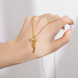 Simple 18K Gold-plated Tassel Bow Necklace – Jewelry Gift Ideas — 5