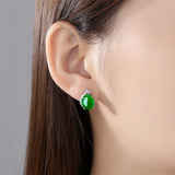Vintage Emerald Chalcedony Simple Temperament Earrings – Useful Gifts — 1