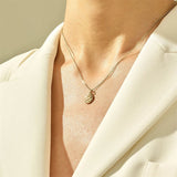 Simple Geometric Oval Pendant Gold Stainless – Jewelry Gift Ideas — 1