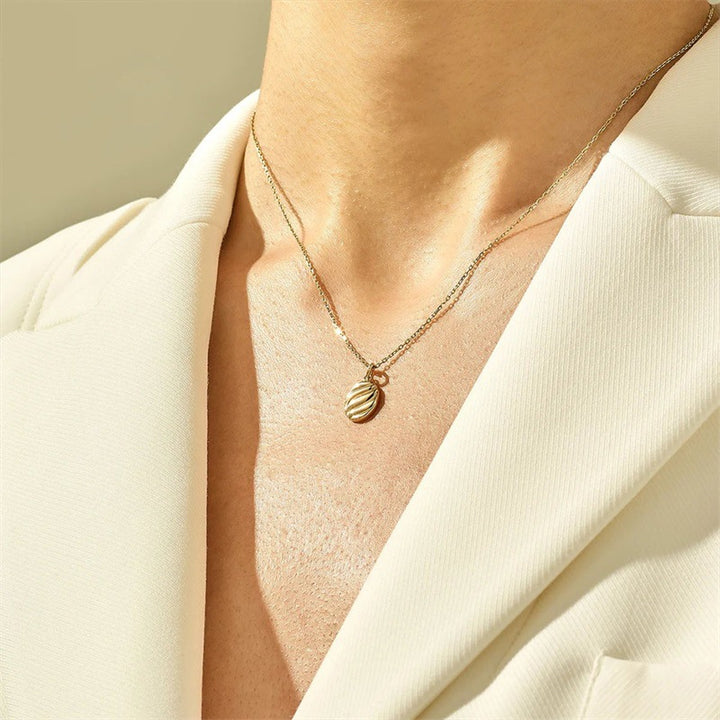 Simple Geometric Oval Pendant Gold Stainless – Jewelry Gift Ideas — 1
