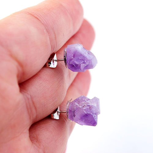 Amethyst Irregular Earrings Natural Stone – Special Occasion Gifts — 2