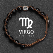 Natural Stone 12 Zodiac Obsidian Hand-woven Bracelet – Stylish Gifts — 14