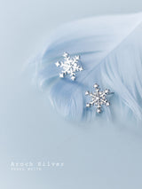 S925 Silver Small Temperament Snow Flower Earrings – Stylish Gifts — 2