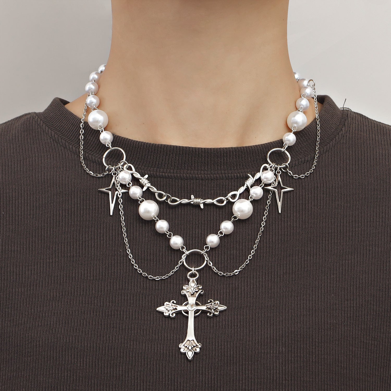 Pearl Tassel Cross Star Necklace – Jewelry Gift Ideas — 1