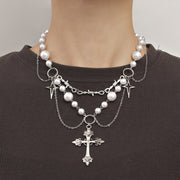 Pearl Tassel Cross Star Necklace – Jewelry Gift Ideas — 1