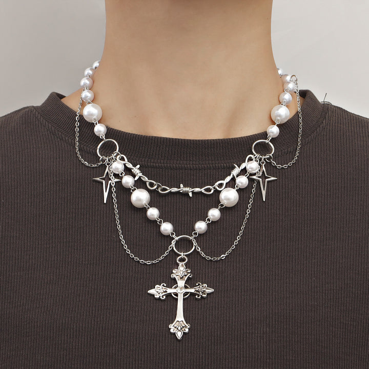 Pearl Tassel Cross Star Necklace – Jewelry Gift Ideas — 1