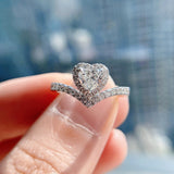 Simple V-shaped Heart-shaped Zircon Ring For Women – Gifts for Her — 3