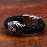 Men's Wide Stainless Steel Carved Leather – Jewelry Gift Ideas — 1