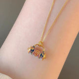 Gold Enamel Safety Lock Necklace – Jewelry Gift Ideas — 4