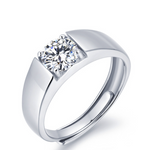 925 Sterling Silver Men's Platinum Moissanite Ring – Gifts for Him — 4