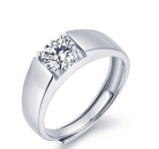 925 Sterling Silver Men's Platinum Moissanite Ring – Gifts for Him — 4