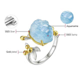 Natural Aquamarine Flower Adjustable Ring – Special Occasion Gifts — 4