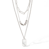 Three-layer Twin Hollow Rectangular White Shell – Jewelry Gift Ideas — 3