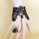 Retro Women's Black Lace Bracelet With Ring One – Jewelry Gift Ideas — 2